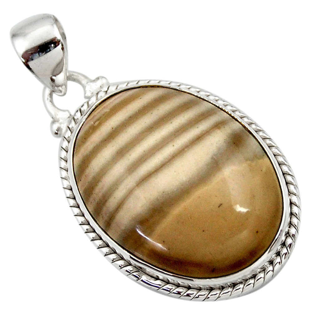  grey striped flint ohio 925 sterling silver pendant d42405