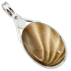 Clearance Sale- 19.72cts natural grey striped flint ohio 925 sterling silver pendant d42406