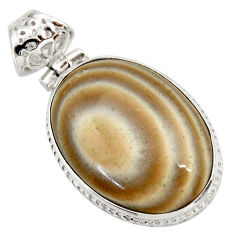 21.48cts natural grey striped flint ohio 925 sterling silver pendant d42408