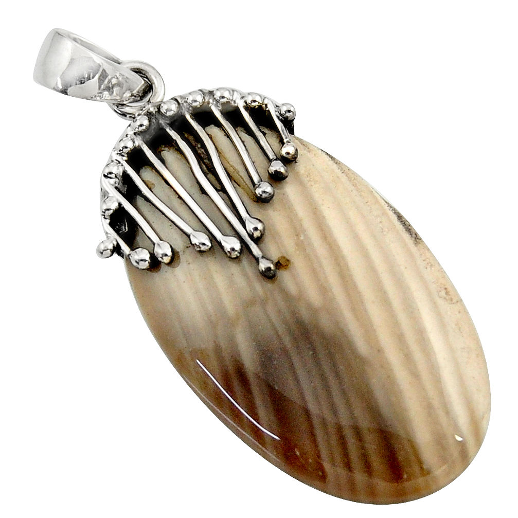  grey striped flint ohio 925 sterling silver pendant d45545