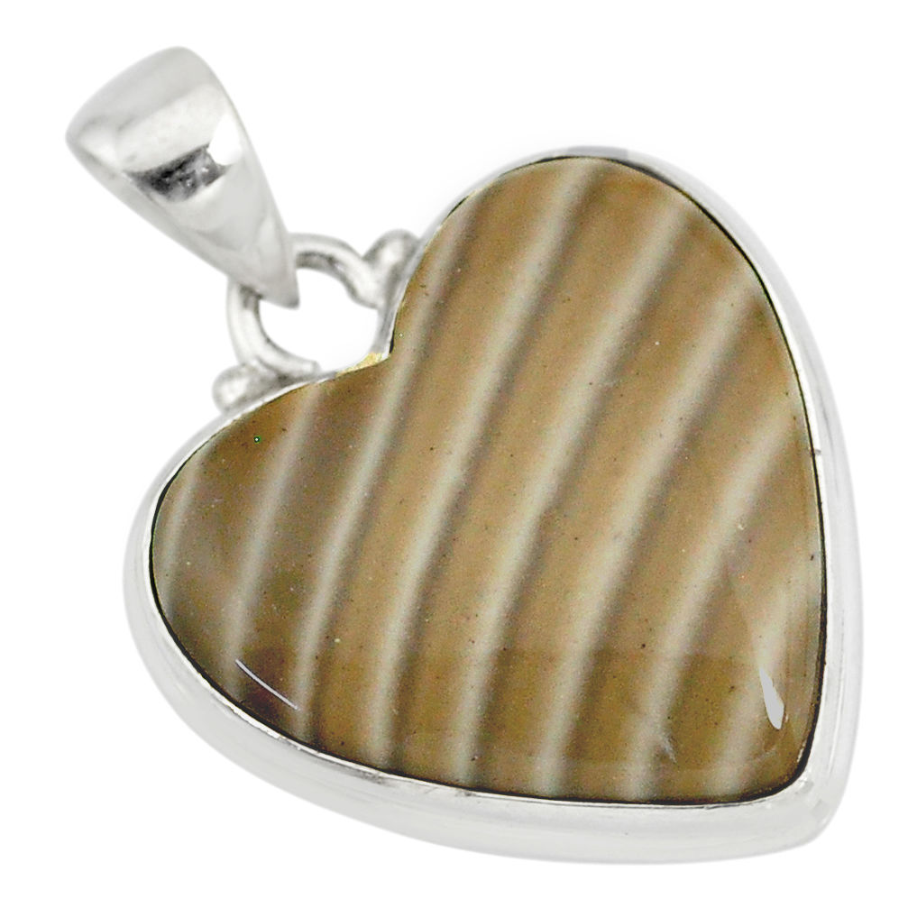 14.23cts natural grey striped flint ohio 925 sterling silver pendant r83181