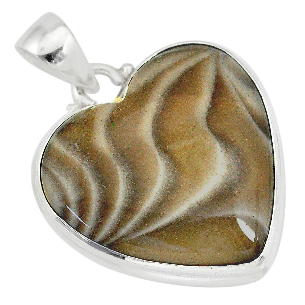 19.23cts natural grey striped flint ohio 925 sterling silver pendant r83183