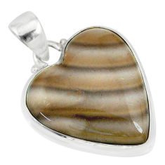 14.65cts natural grey striped flint ohio 925 sterling silver pendant r83187