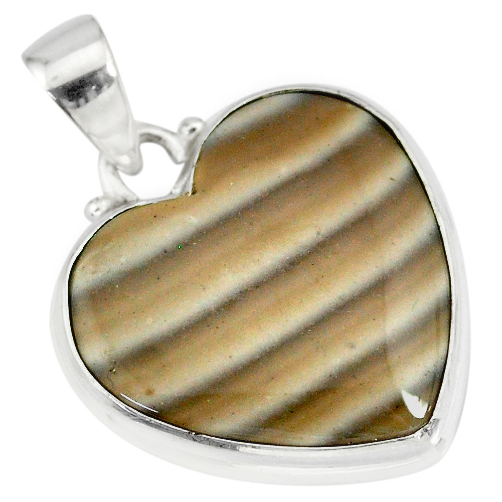 14.23cts natural grey striped flint ohio 925 sterling silver pendant r83190