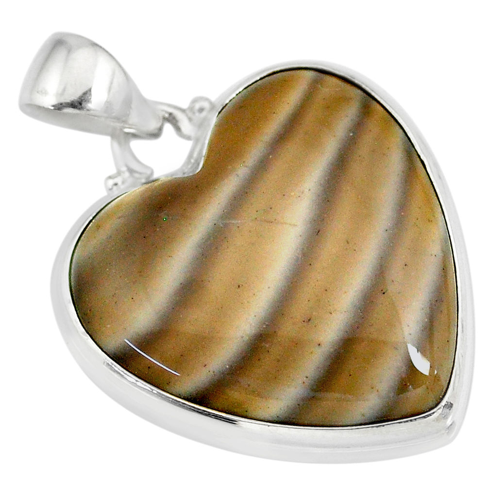 17.22cts natural grey striped flint ohio 925 sterling silver pendant r83196
