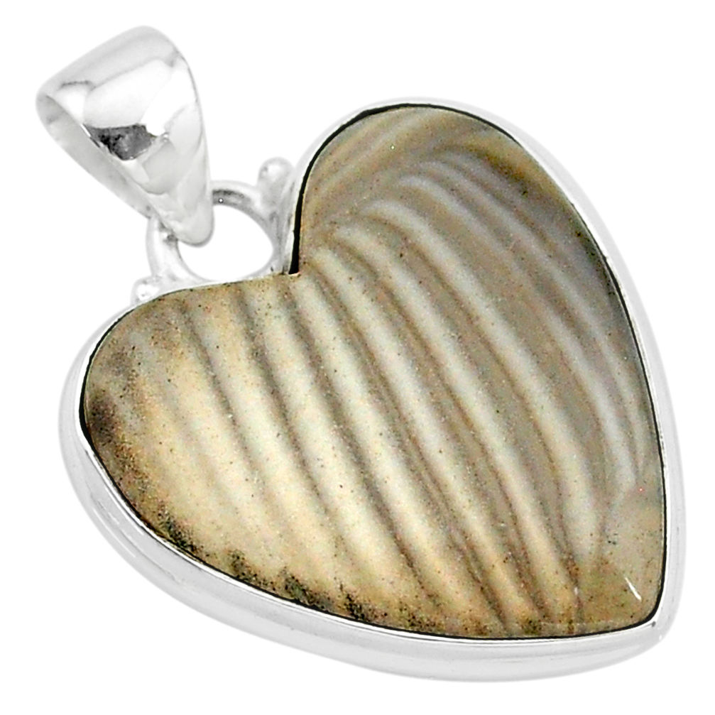 17.57cts natural grey striped flint ohio 925 sterling silver pendant t13292