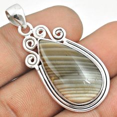 16.20cts natural grey striped flint ohio 925 sterling silver pendant u22054