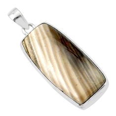21.03cts natural grey striped flint ohio 925 sterling silver pendant u40554