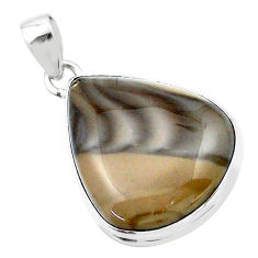 15.79cts natural grey striped flint ohio 925 sterling silver pendant u40557