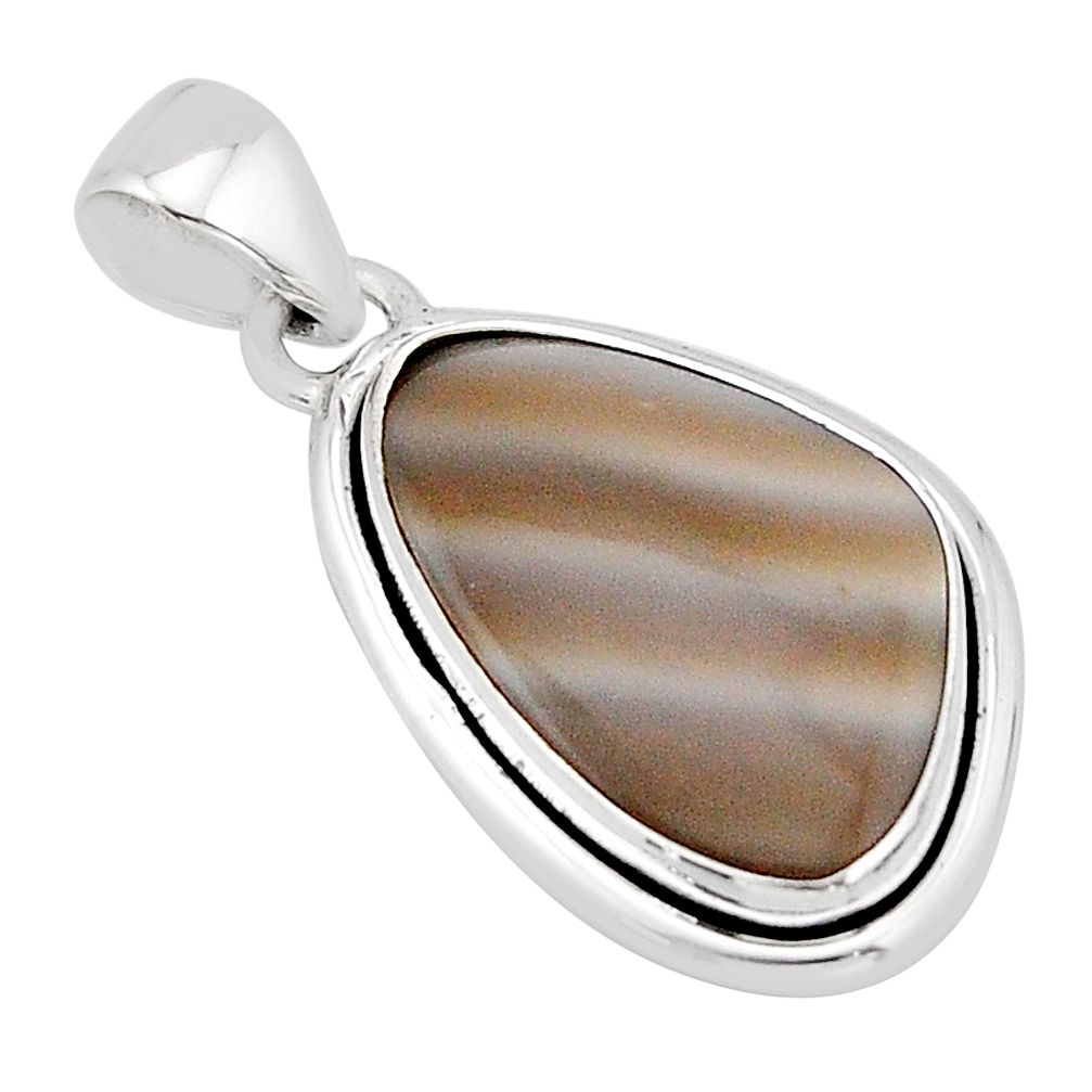 11.09cts natural grey striped flint ohio 925 sterling silver pendant y66545