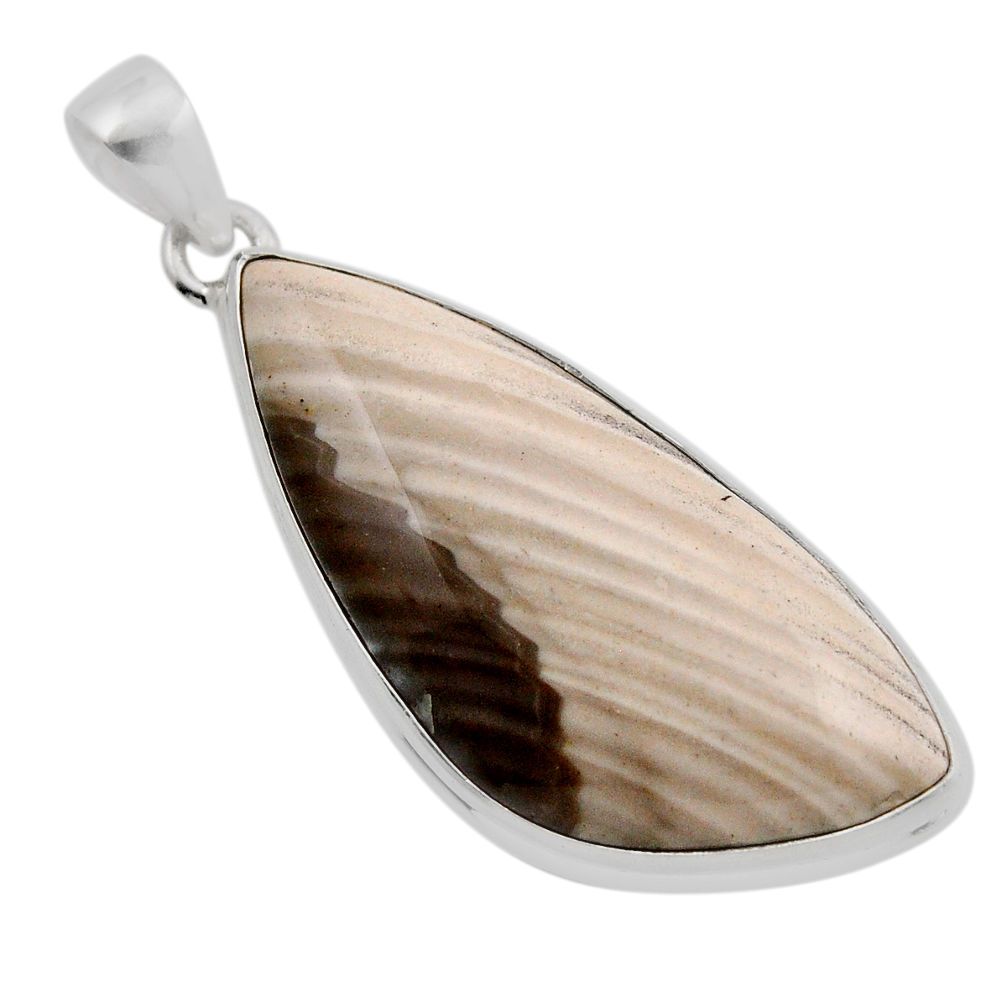 17.42cts natural grey striped flint ohio fancy sterling silver pendant y88683