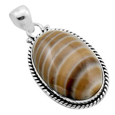 16.39cts natural grey striped flint ohio oval 925 sterling silver pendant y86776