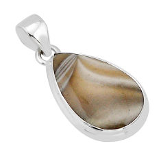 13.15cts natural grey striped flint ohio pear 925 sterling silver pendant y66555