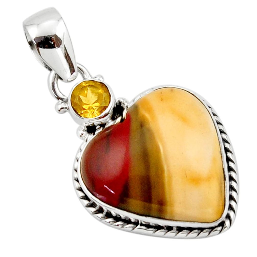 14.35cts natural heart mookaite citrine 925 sterling silver pendant r44066