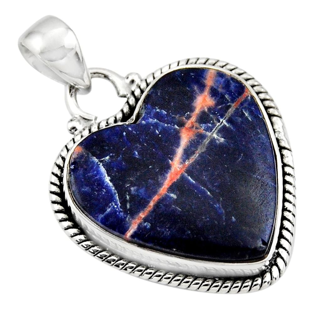 16.95cts natural heart sodalite 925 sterling silver pendant jewelry r45979