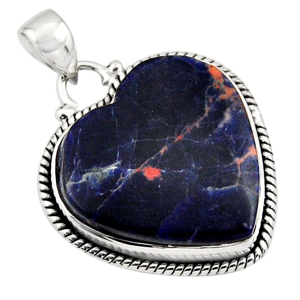 20.98cts natural heart sodalite 925 sterling silver pendant jewelry r45980