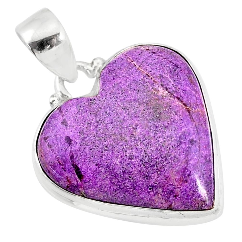 12.58cts natural heart stichtite 925 sterling silver pendant jewelry r86376