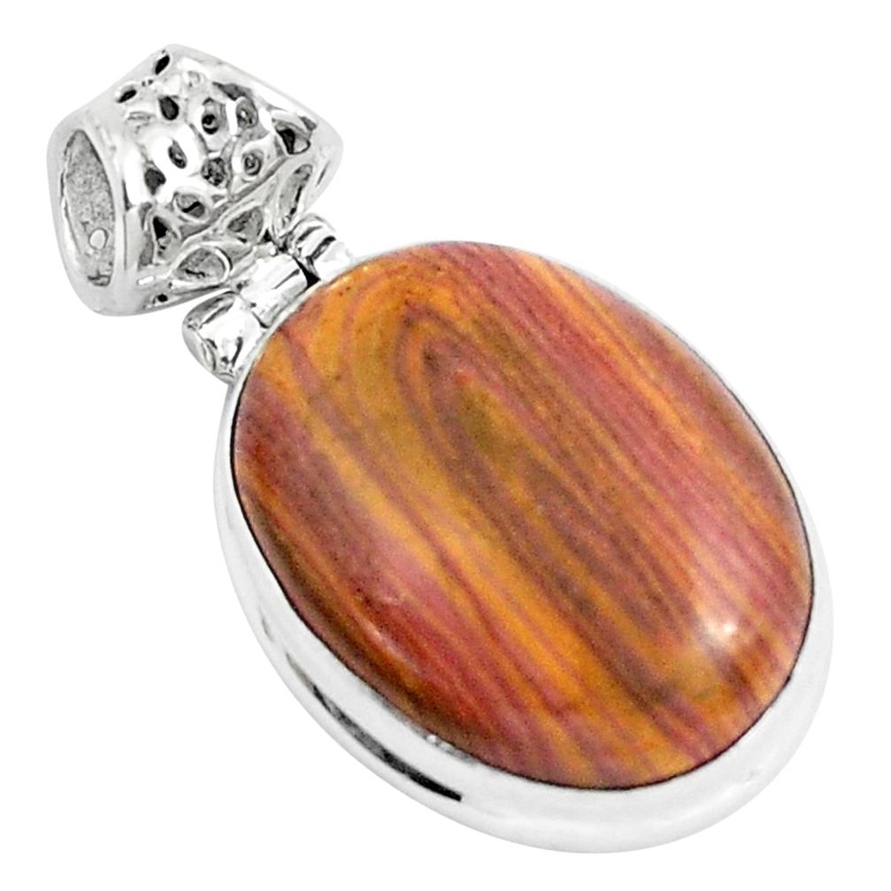 14.68cts natural heckonite rainbow 925 sterling silver pendant jewelry p49373
