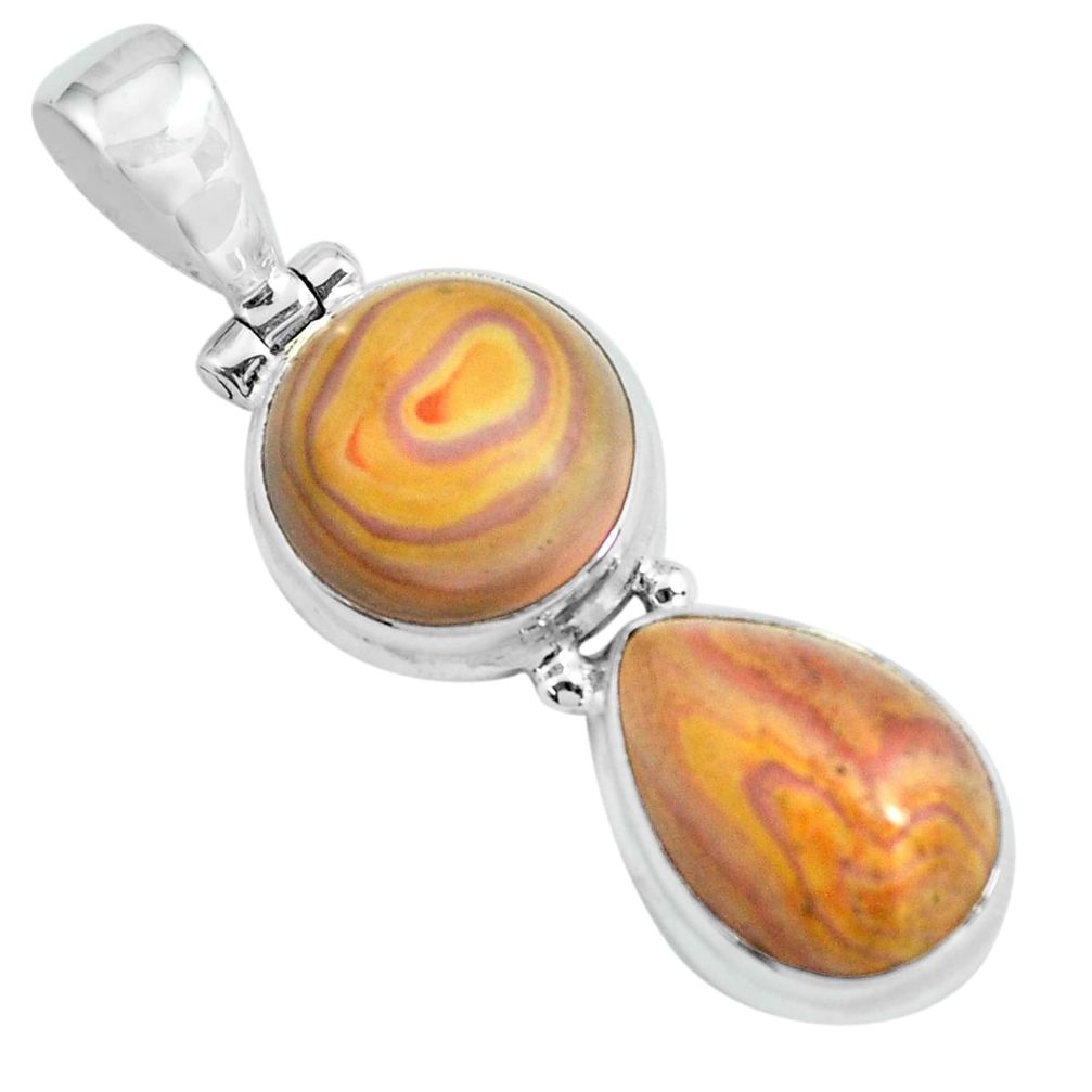 12.36cts natural heckonite rainbow 925 sterling silver pendant jewelry p67643