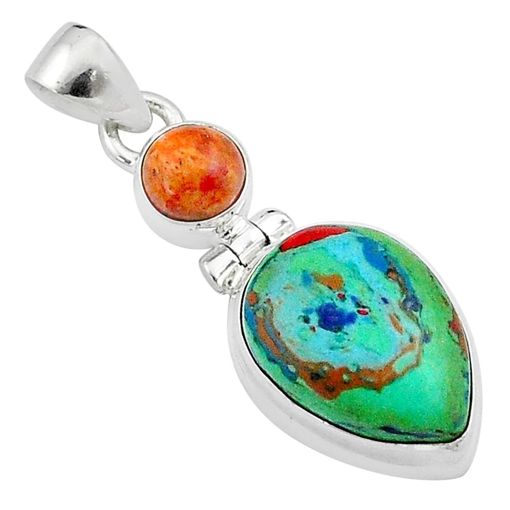 heckonite rainbow mojave turquoise 925 silver pendant u24749