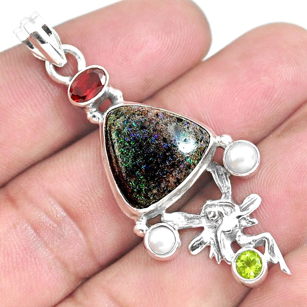  honduran matrix opal silver angel wings fairy pendant p46760