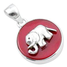 13.13cts natural honey onyx 925 sterling silver elephant coin enamel pendant jewelry u34606