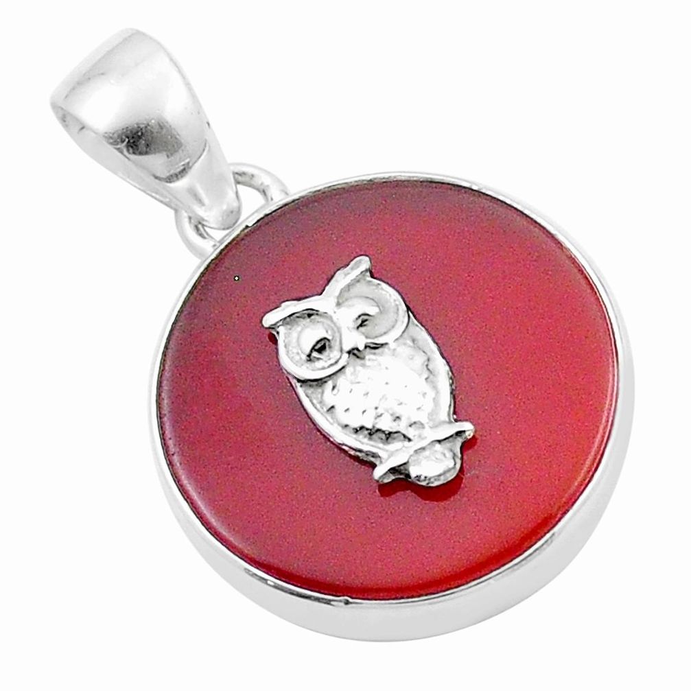 11.93cts natural honey onyx 925 sterling silver owl coin enamel pendant jewelry u34609