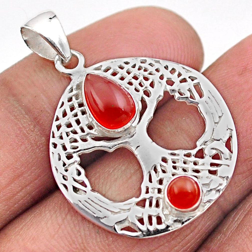 2.30cts natural honey onyx 925 sterling silver tree of life pendant t88273