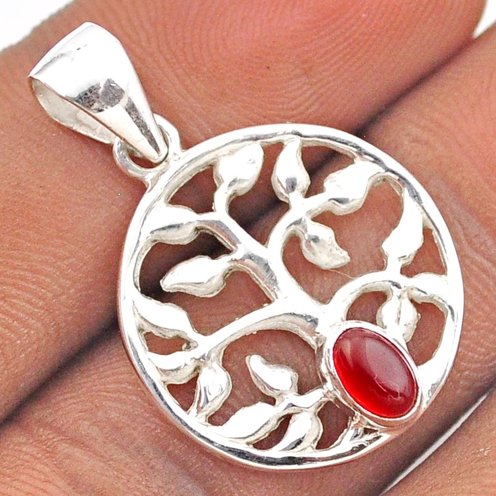 1.00cts natural honey onyx oval 925 sterling silver tree of life pendant t88526