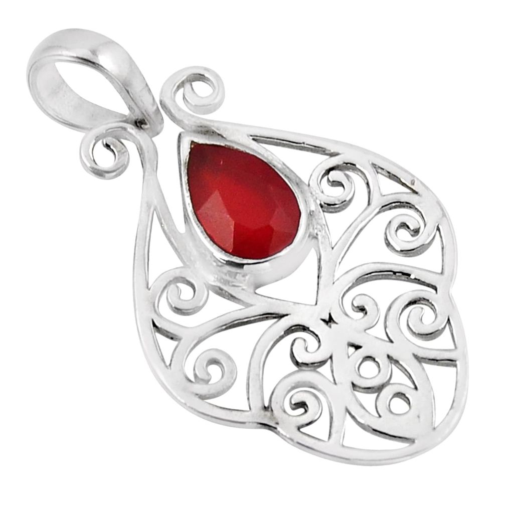 2.02cts natural honey onyx pear 925 sterling silver pendant jewelry y45522