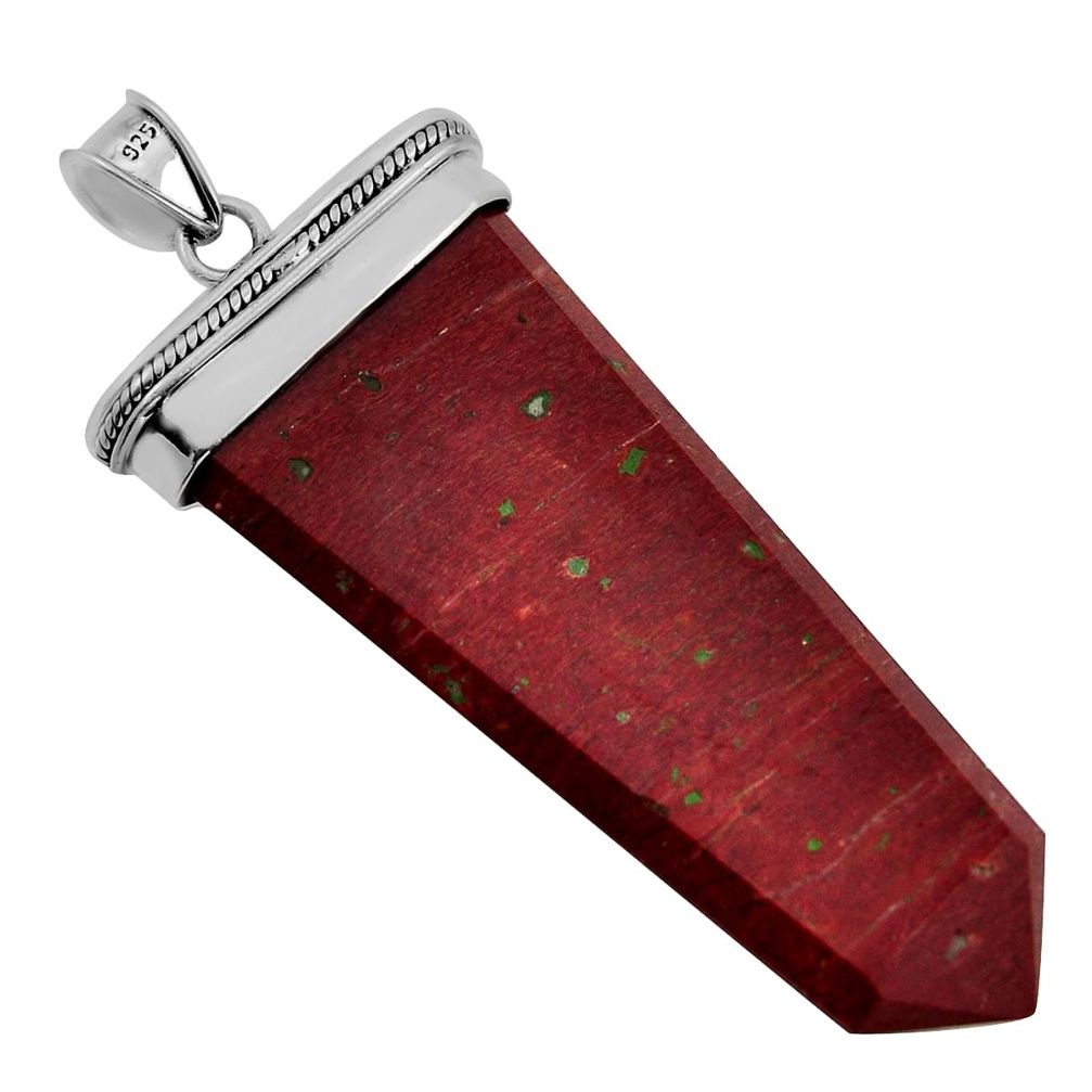 49.51cts natural jasper red fancy 925 sterling silver pendant jewelry y95579