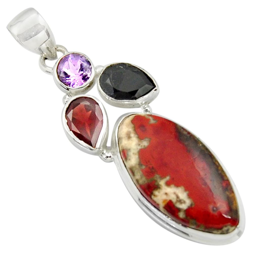20.07cts natural jasper red garnet 925 sterling silver pendant jewelry r39131