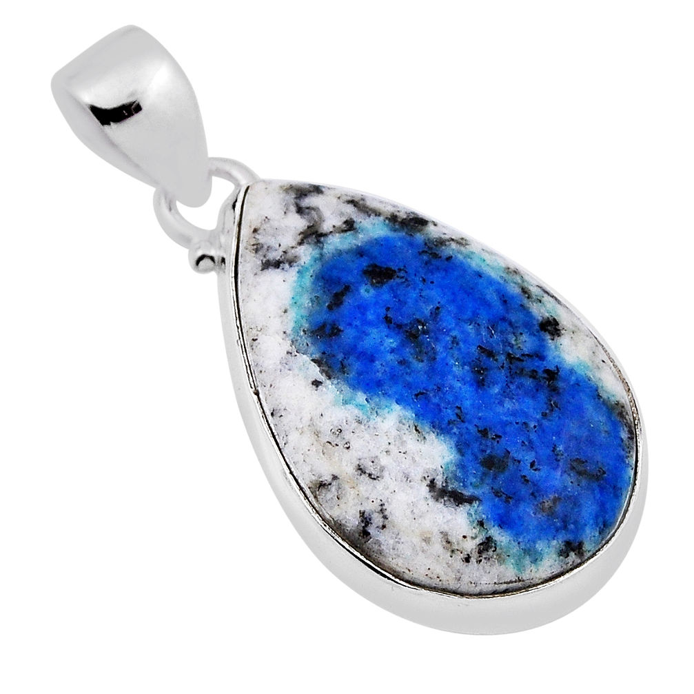 13.15cts natural k2 blue (azurite in quartz) 925 sterling silver pendant n30369