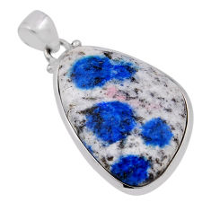 18.88cts natural k2 blue (azurite in quartz) 925 sterling silver pendant n30897