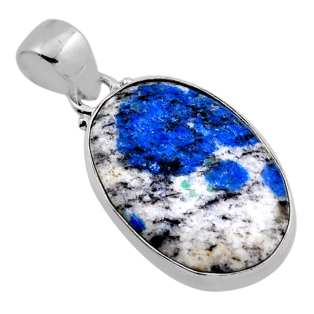 13.15cts natural k2 blue (azurite in quartz) 925 sterling silver pendant n35080