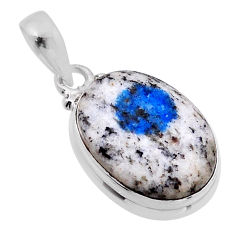 9.27cts natural k2 blue (azurite in quartz) 925 sterling silver pendant n50661