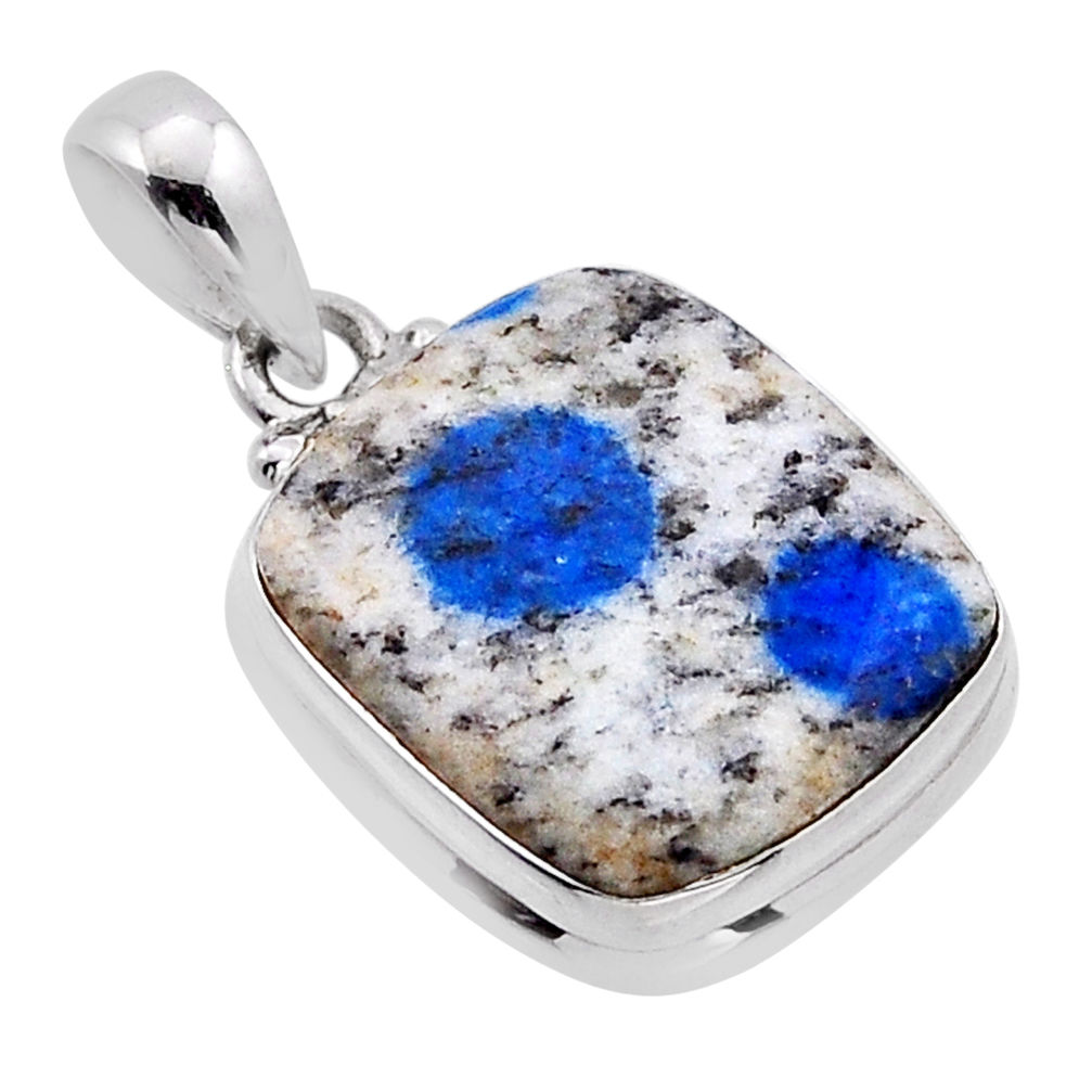 12.81cts natural k2 blue (azurite in quartz) 925 sterling silver pendant n50662