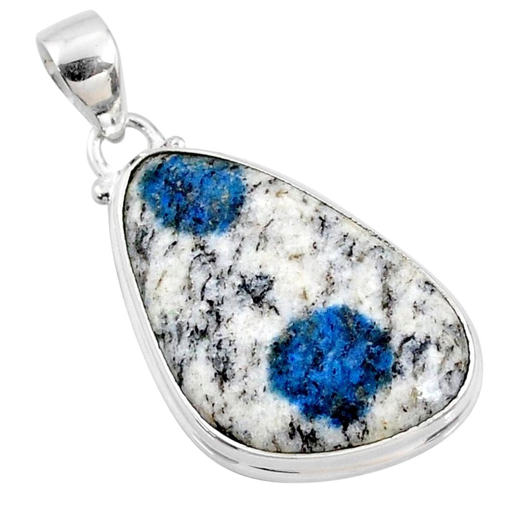 17.22cts natural k2 blue (azurite in quartz) 925 sterling silver pendant r66263