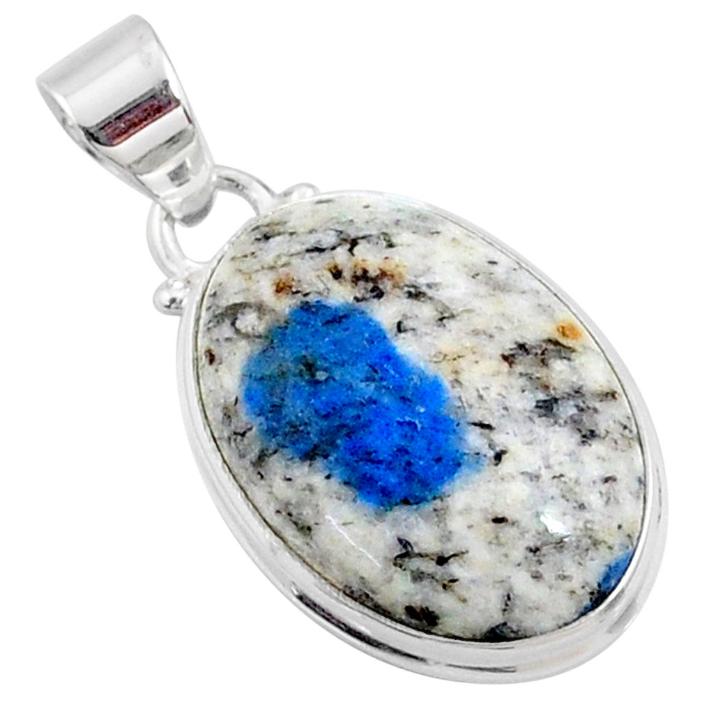 15.65cts natural k2 blue (azurite in quartz) 925 sterling silver pendant r66270