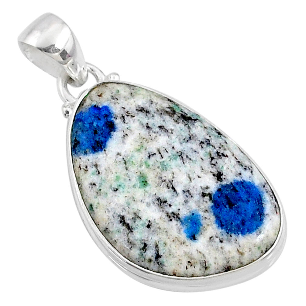 16.20cts natural k2 blue (azurite in quartz) 925 sterling silver pendant r66273