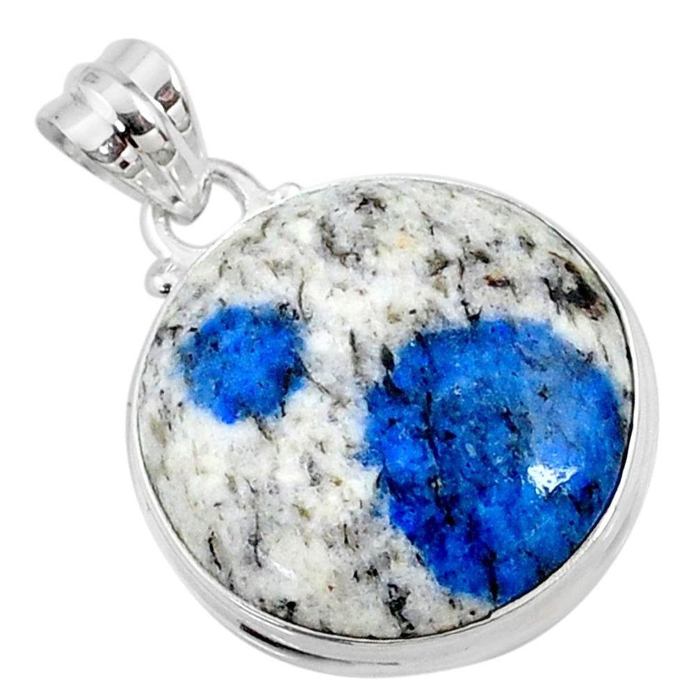 18.70cts natural k2 blue (azurite in quartz) 925 sterling silver pendant r66275