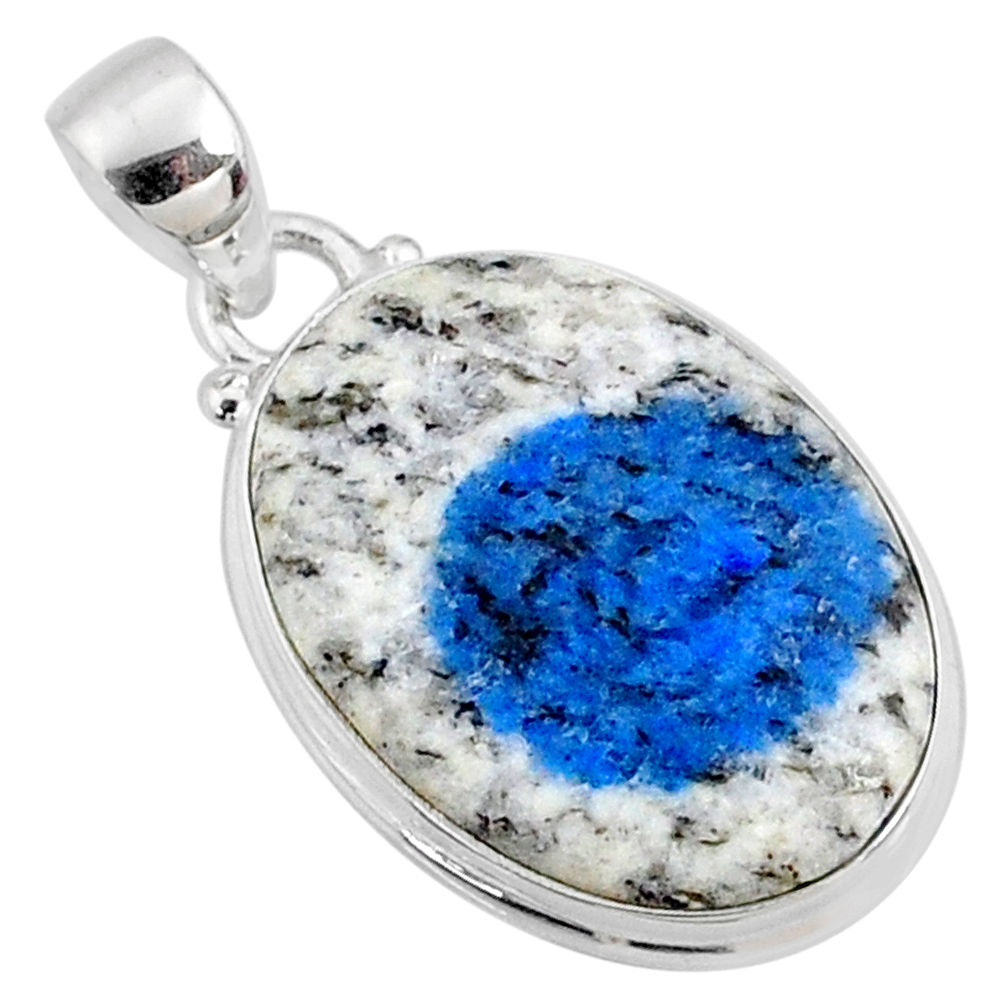 15.08cts natural k2 blue (azurite in quartz) 925 sterling silver pendant r66277