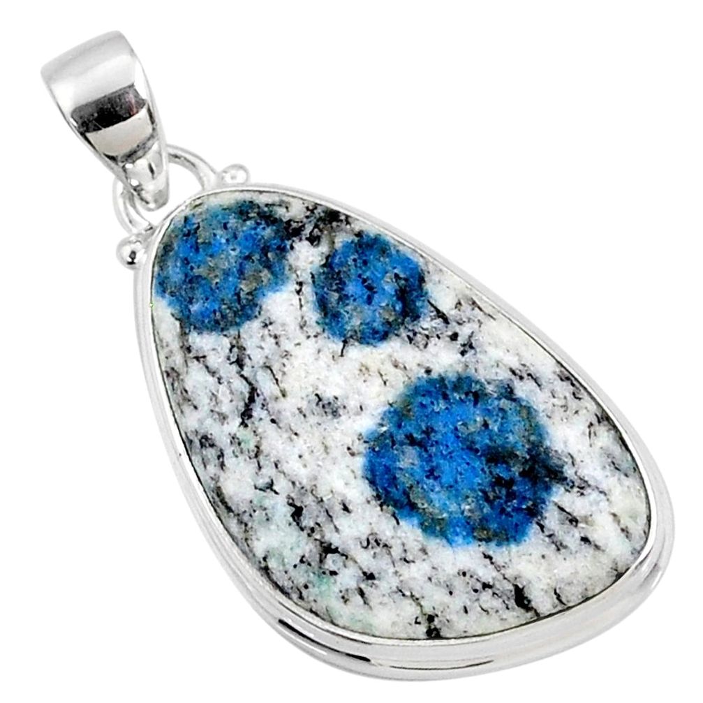 18.70cts natural k2 blue (azurite in quartz) 925 sterling silver pendant r66278