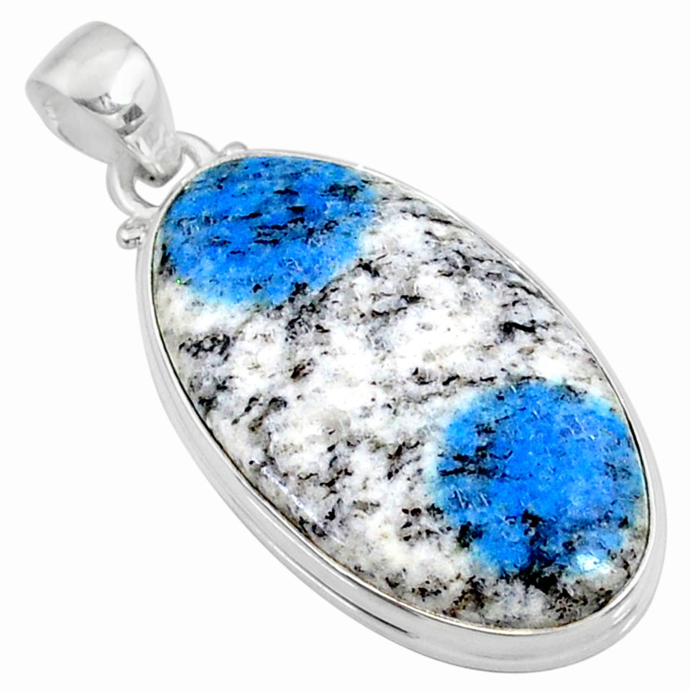 22.44cts natural k2 blue (azurite in quartz) 925 sterling silver pendant r66325