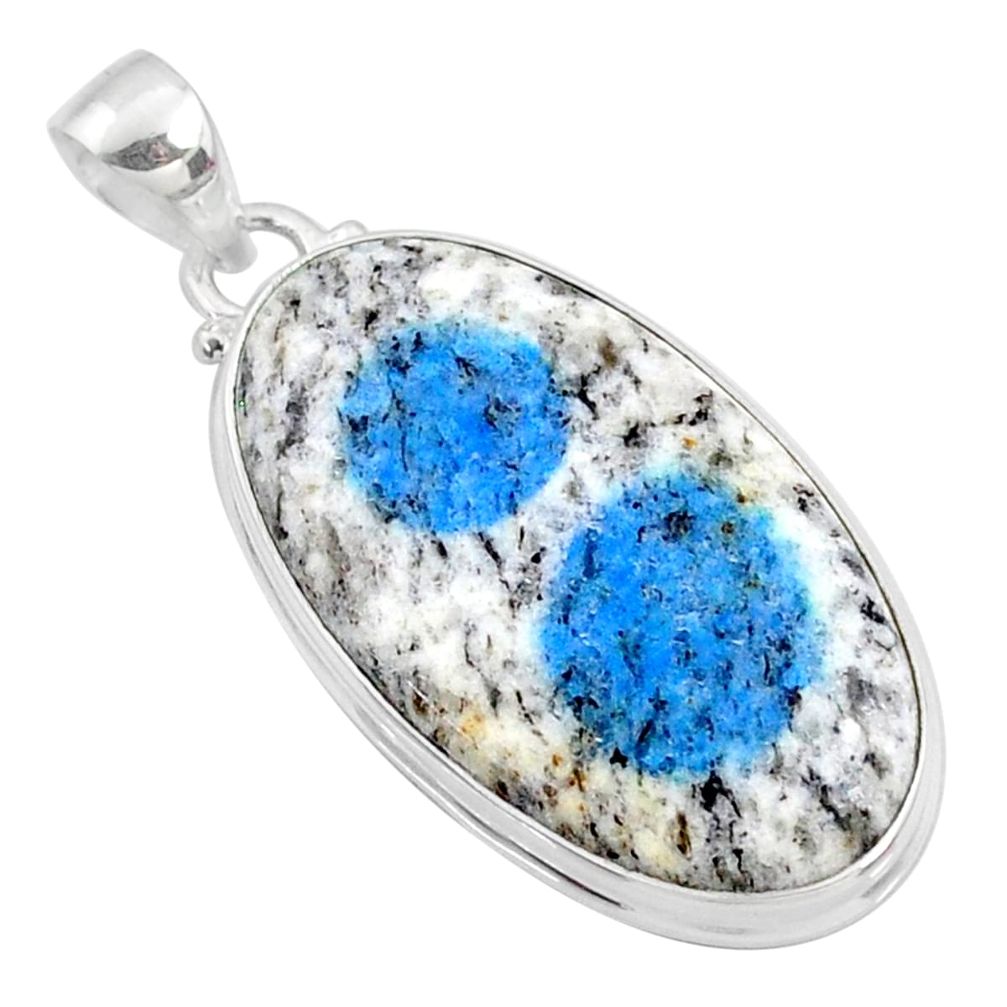 21.48cts natural k2 blue (azurite in quartz) 925 sterling silver pendant r66326