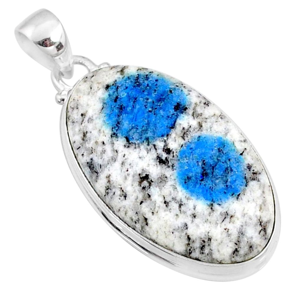 20.07cts natural k2 blue (azurite in quartz) 925 sterling silver pendant r66327