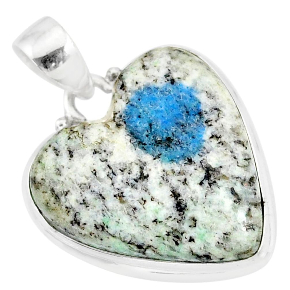 15.67cts natural k2 blue (azurite in quartz) 925 sterling silver pendant r86289