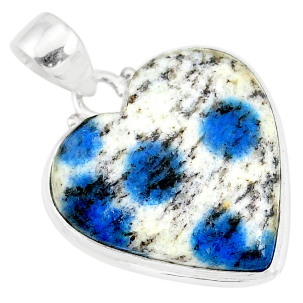 15.58cts natural k2 blue (azurite in quartz) 925 sterling silver pendant r86290