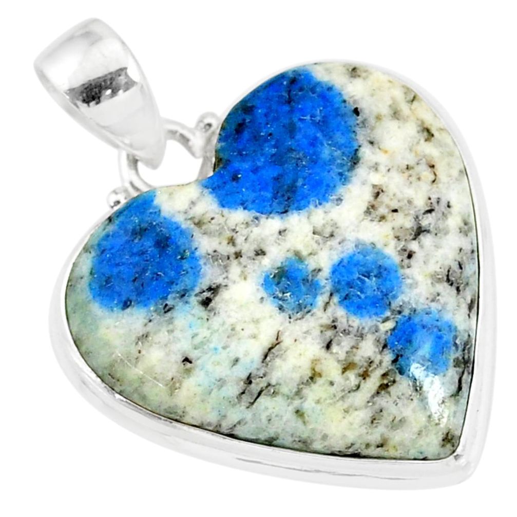 18.23cts natural k2 blue (azurite in quartz) 925 sterling silver pendant r86293