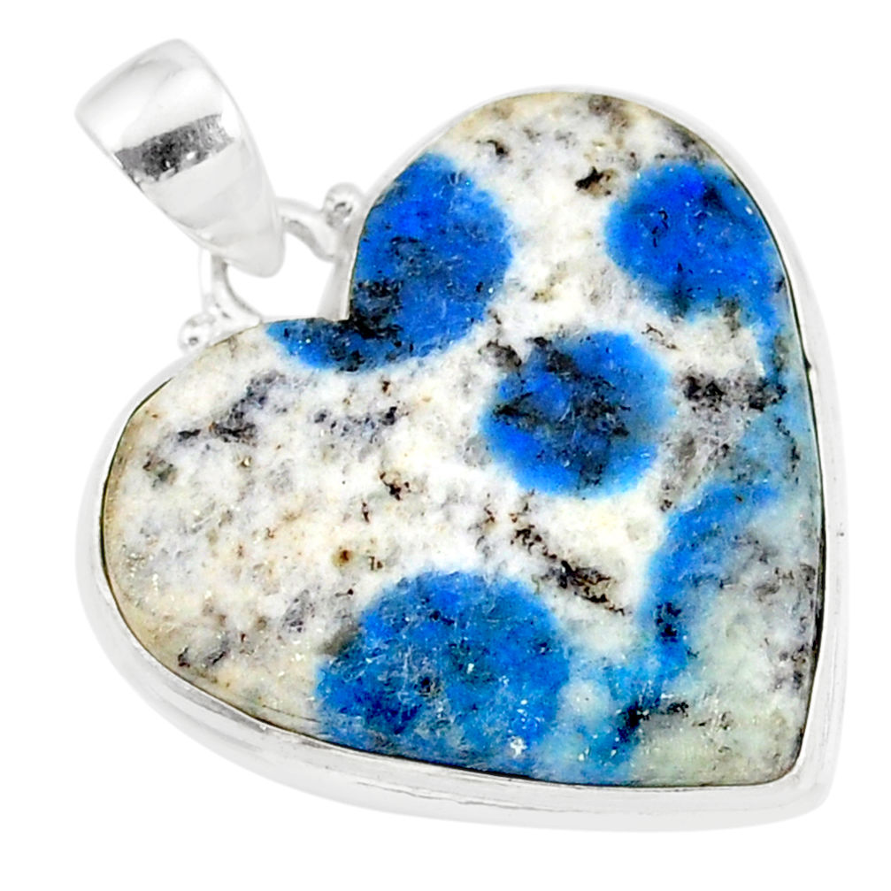 18.90cts natural k2 blue (azurite in quartz) 925 sterling silver pendant r86295